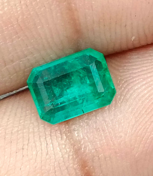 Zambian Emerald 1.67ct Medium Green Certified Natural Octagon Cut Gemstone