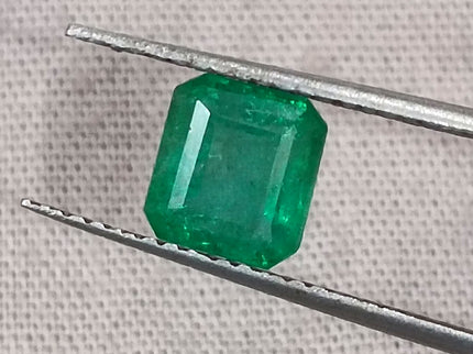 1.35ct Zambian Emerald, Natural Certified Deep Green Emerald cut Loose Stone