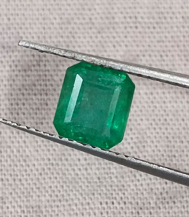 1.35ct Zambian Emerald, Natural Certified Deep Green Emerald cut Loose Stone