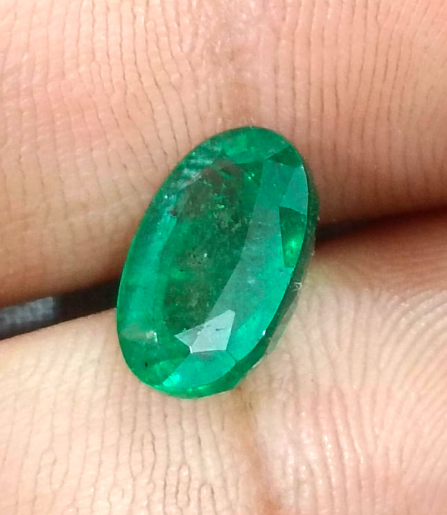 3.24ct Vivid Green Zambian Emerald, Certified Natural Oval Cut Loose Gemstone
