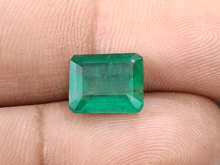 Natural Emerald 3.58ct GSI Certified Medium Deep Green Octagon Cut Gemstone