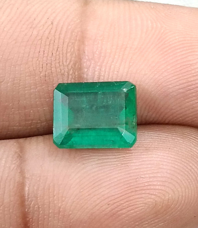 Natural Emerald 3.58ct GSI Certified Medium Deep Green Octagon Cut Gemstone