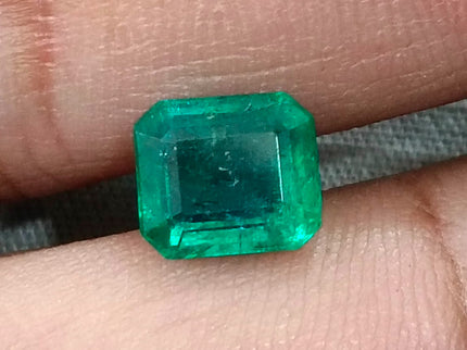 2.08ct Zambian Emerald, Certified Natural Medium Deep Green Octagon Cut Gemstone
