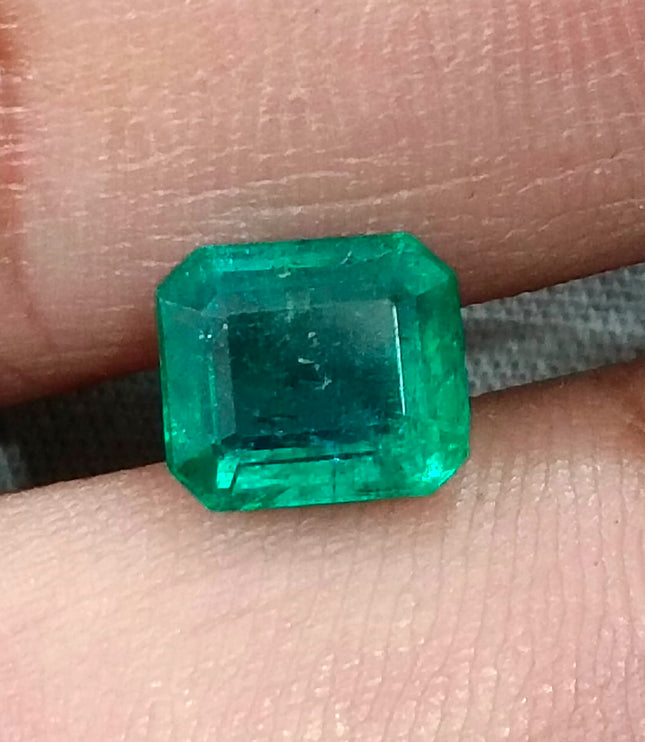 2.08ct Zambian Emerald, Certified Natural Medium Deep Green Octagon Cut Gemstone