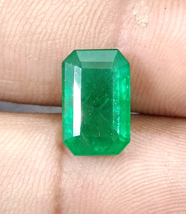 Swat Emerald 4.31ct Certified Natural Deep Green Octagon Cut Loose Gemstone