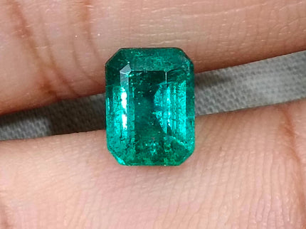 Shiny Zambian Emerald 2.16ct Medium Deep Bluish Green Octagon Cut Gemstone