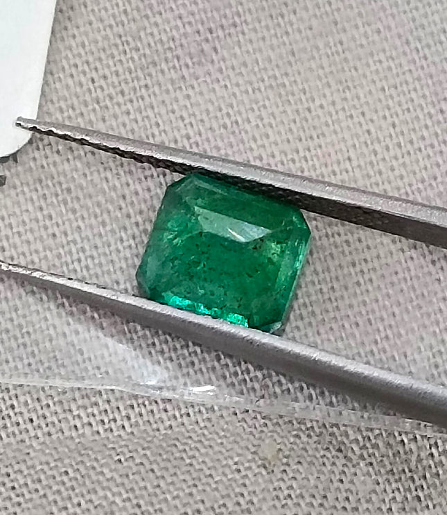Zambian Emerald 1.57ct Medium Deep Spring Green Certified Octagon Cut Gemstone