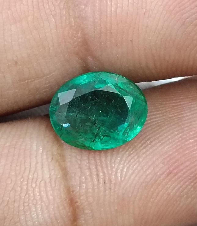 2.41ct Natural Emerald SGL Certified Medium Deep Green Oval Cut Minor Oiled Loose Gemstone