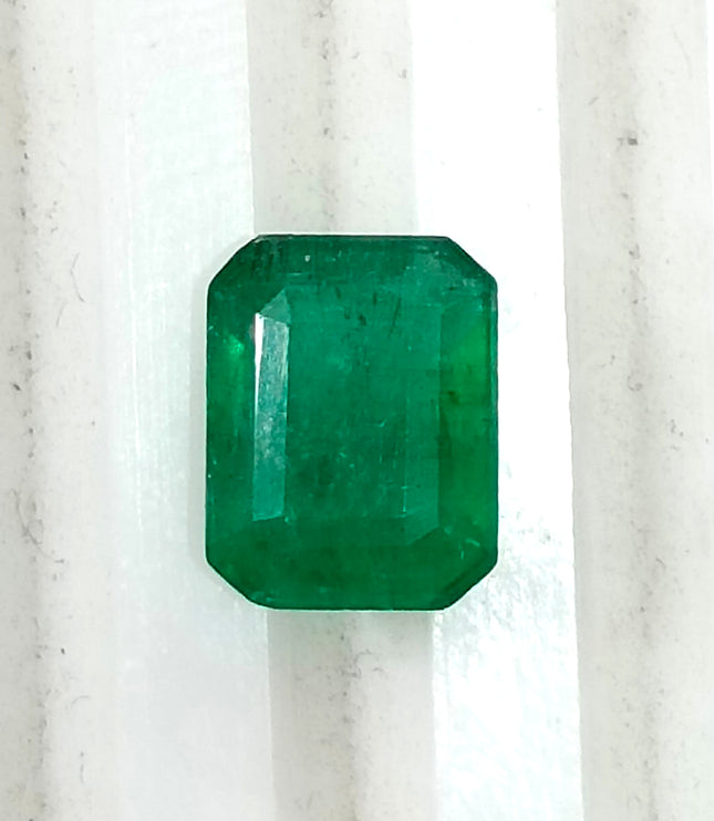 1.44ct Deep Green Zambian Emerald, Certified Natural Octagon Cut Loose Stone