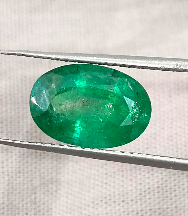 3.24ct Vivid Green Zambian Emerald, Certified Natural Oval Cut Loose Gemstone