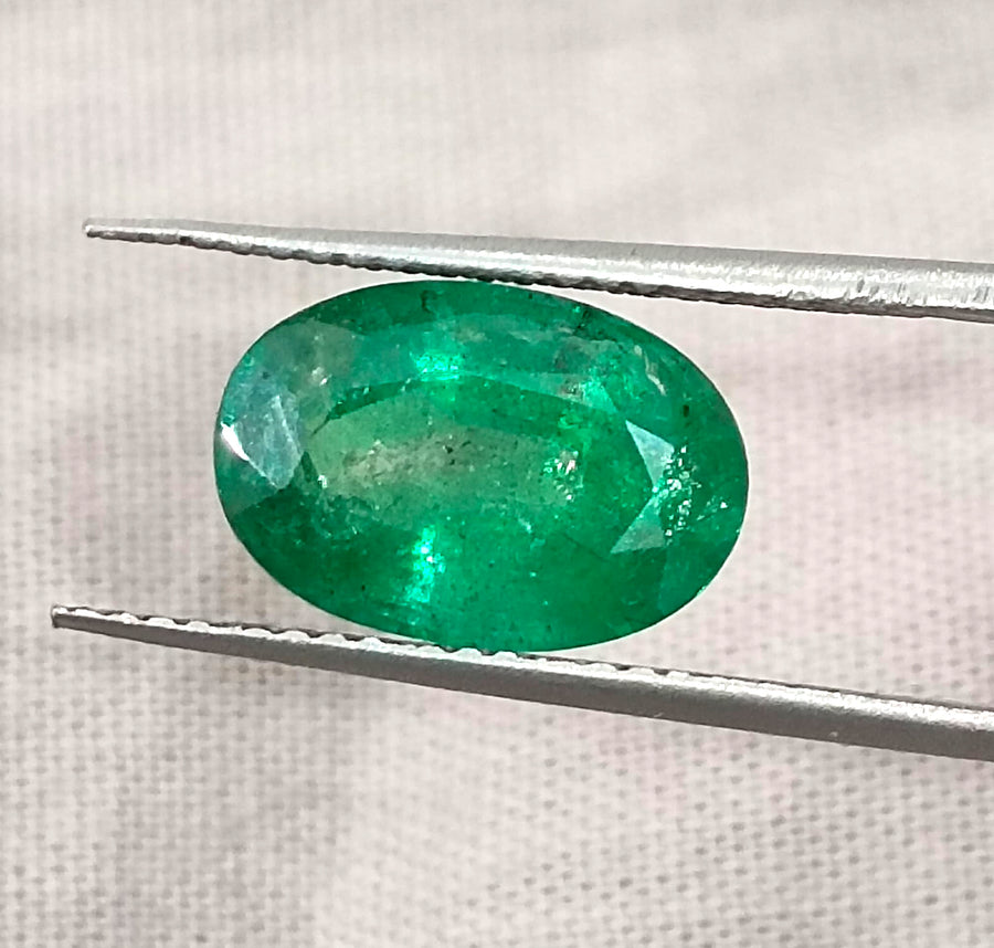 3.24ct Vivid Green Zambian Emerald, Certified Natural Oval Cut Loose Gemstone