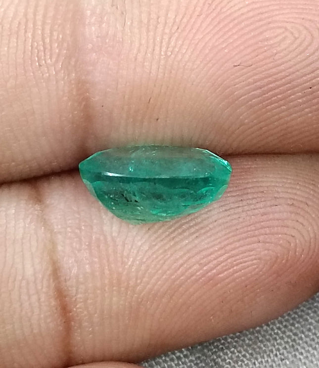 3.29ct Certified Natural Emerald Stone Zambian Medium Light Green Oval Cut Loose Gemstone