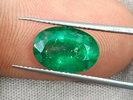 3.24ct Vivid Green Zambian Emerald, Certified Natural Oval Cut Loose Gemstone