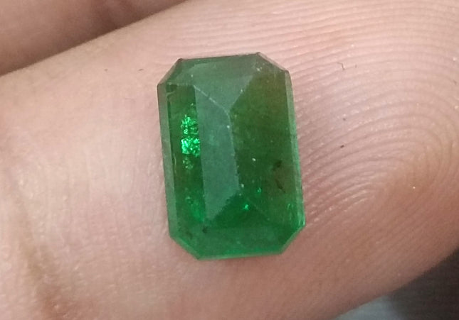 1.72ct Certified Dark Bright Golden Green Zambian Emerald