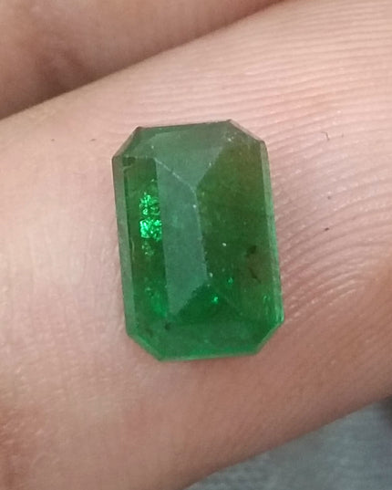 1.72ct Certified Dark Bright Golden Green Zambian Emerald