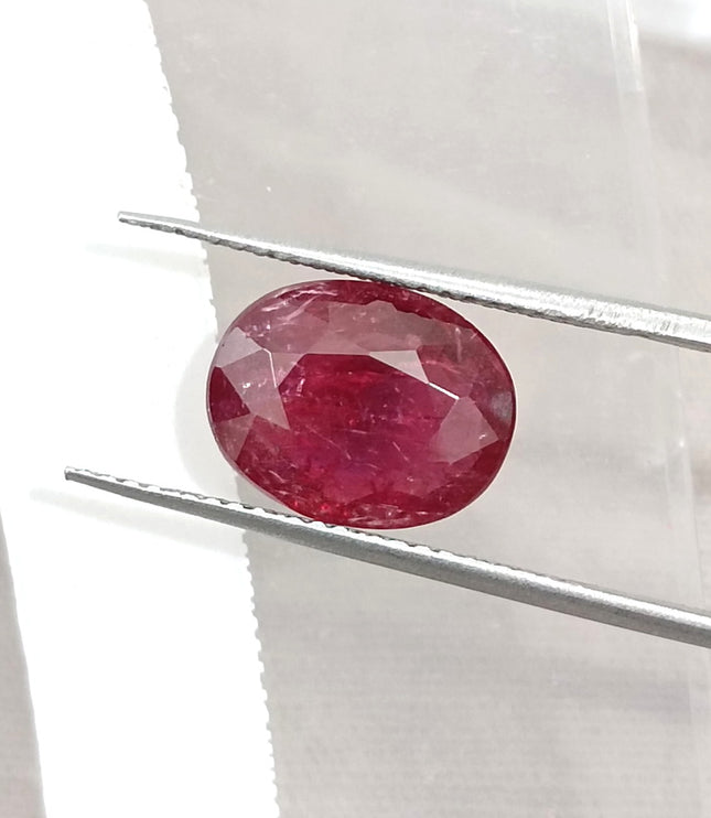 3.23ct Unheated Ruby Natural SGL Certified Deep Ruby Red Oval Gemstone