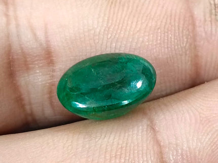 7.15ct Cabochon Cut Vivid Deep Green Natural Zambian Emerald Minor Oiled Loose Gemstone