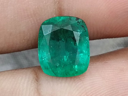 Zambian Emerald 4.25ct Natural Medium Deep Green Cushion Cut Stone