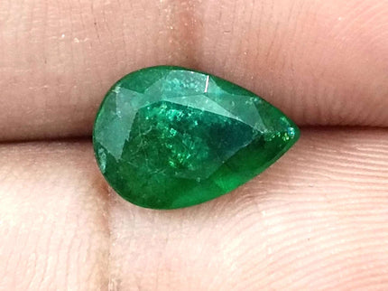 Zambian Emerald 2.31ct Certified Natural Deep Green Pear Cut Stone