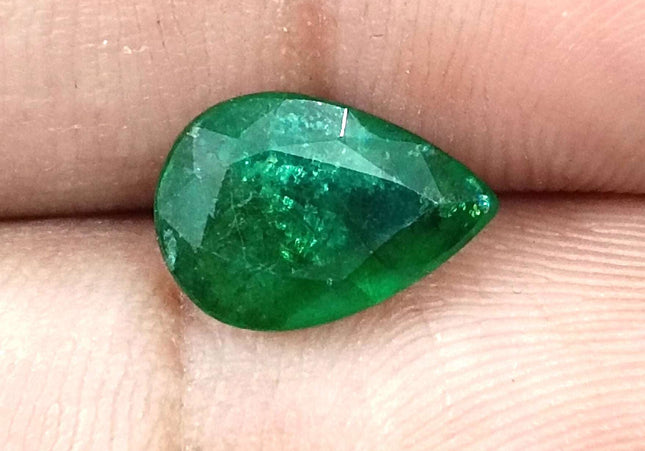 2.31ct GSI Certified Deep Green Zambian Emerald Minor Oiled Loose Gemstone
