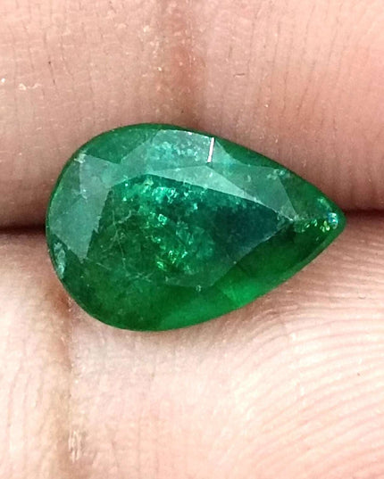2.31ct GSI Certified Deep Green Zambian Emerald Minor Oiled Loose Gemstone