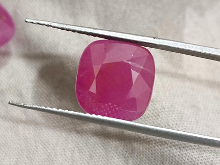 15.02ct Matched African Ruby Pair Natural Unheated Purplis Red Cushion Cut Loose Gemstone