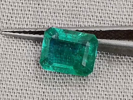 Zambian Emerald 1.27ct Quality Deep green Natural Emerald Cut Gemstone