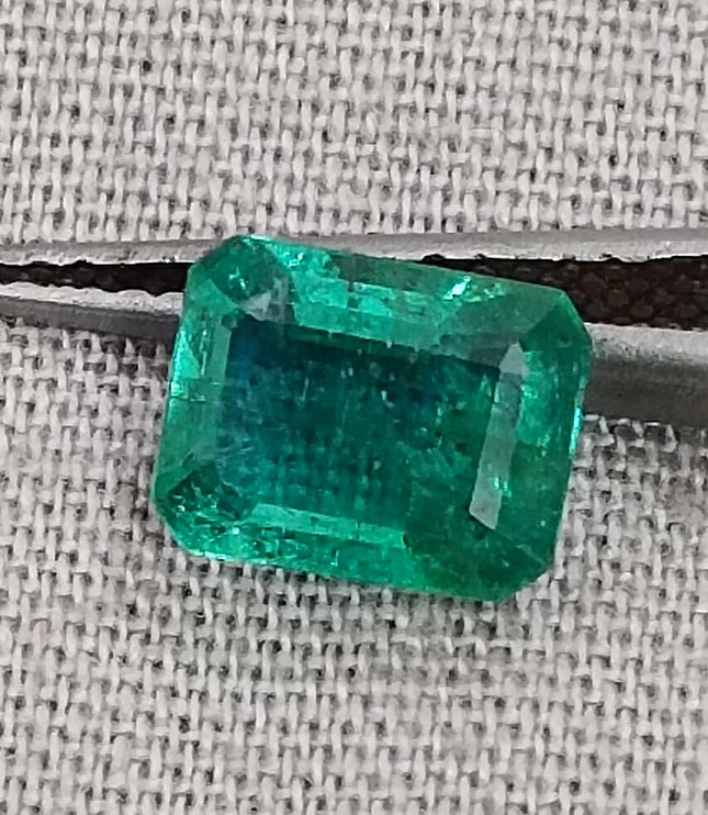 Zambian Emerald 1.27ct Quality Deep green Natural Emerald Cut Gemstone