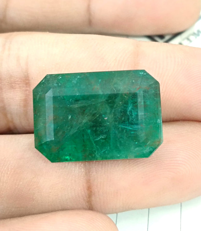 36.95ct Natural Emerald Deep Green Zambian Large Octagon Cut Loose Gemstone