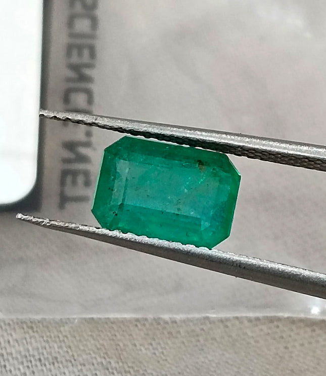 Zambian Emerald 1.70ct Certified Natural Deep Green Octagon Cut Gemstone