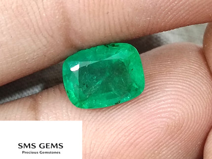 Swat Emerald 3.19ct Natural Certified Vibrant Spring Green Cushion Cut Loose Gemstone