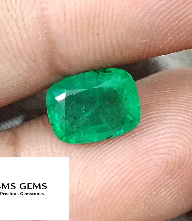 Swat Emerald 3.19ct Natural Certified Vibrant Spring Green Cushion Cut Loose Gemstone
