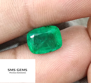 Swat Emerald 3.19ct Natural Certified Vibrant Spring Green Cushion Cut Loose Gemstone