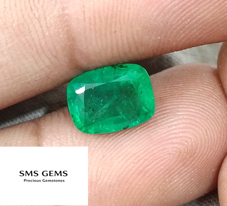 Swat Emerald 3.19ct Natural Certified Vibrant Spring Green Cushion Cut Loose Gemstone