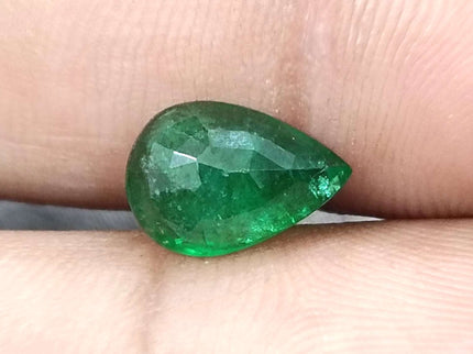 Zambian Emerald 2.31ct Certified Natural Deep Green Pear Cut Stone