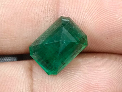 Zambian Emerald 7.75ct Certified Natural Dark Green Octagon Cut Loose Gemstone