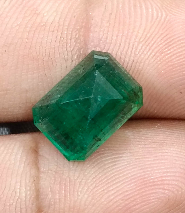 Zambian Emerald 7.75ct Certified Natural Dark Green Octagon Cut Loose Gemstone