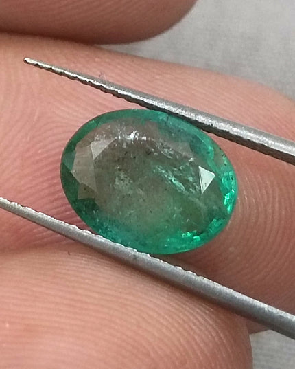 GSI Certified 2.55ct Medium Light Green Natural Zambian Emerald Minor Oiled Loose Gemstone