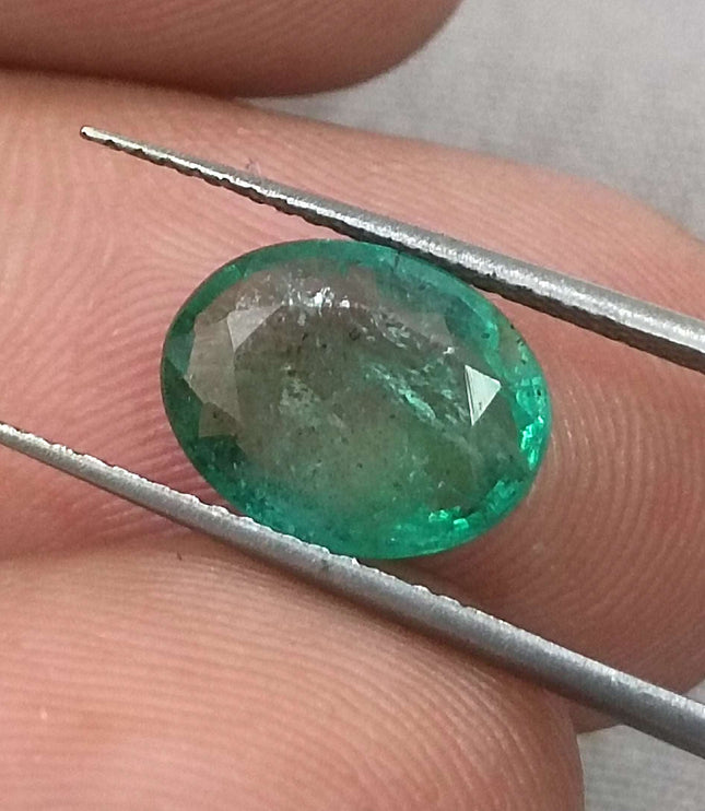 Zambian Emerald 2.55ct Certified Medium Light Green Oval Cut Gemstone
