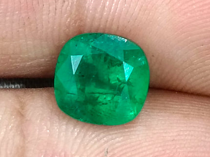 Colombian Emerald 3.14ct Deep Pure Velvet Green Natural Certified Cushion Cut Gemstone