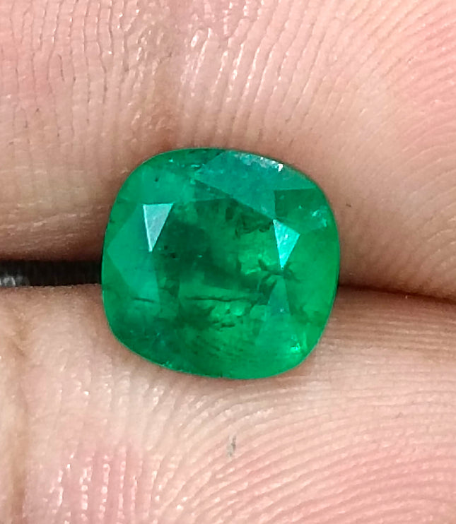 Colombian Emerald 3.14ct Deep Pure Velvet Green Natural Certified Cushion Cut Gemstone