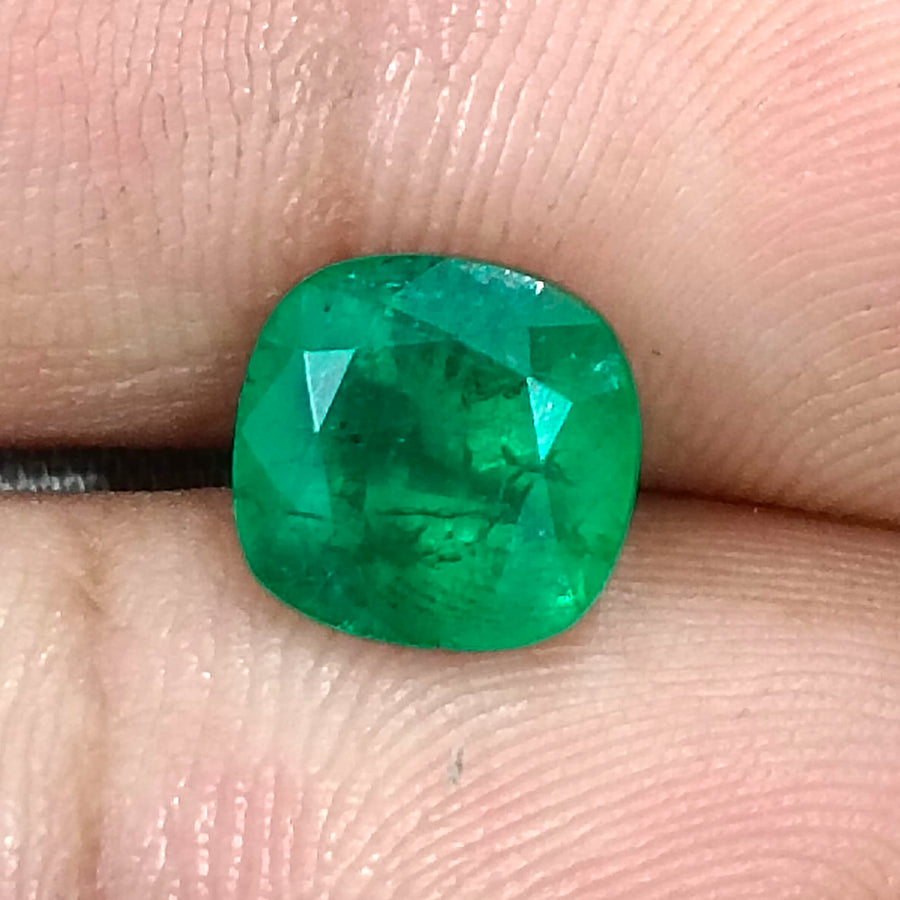 Colombian Emerald 3.14ct Deep Pure Velvet Green Natural Certified Cushion Cut Gemstone
