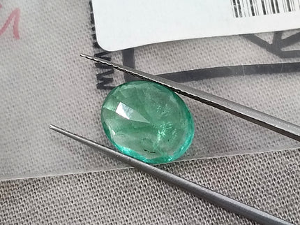 3.29ct Certified Natural Emerald Stone Zambian Medium Light Green Oval Cut Loose Gemstone