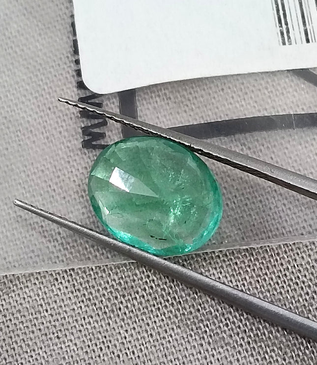 3.29ct Certified Natural Emerald Stone Zambian Medium Light Green Oval Cut Loose Gemstone