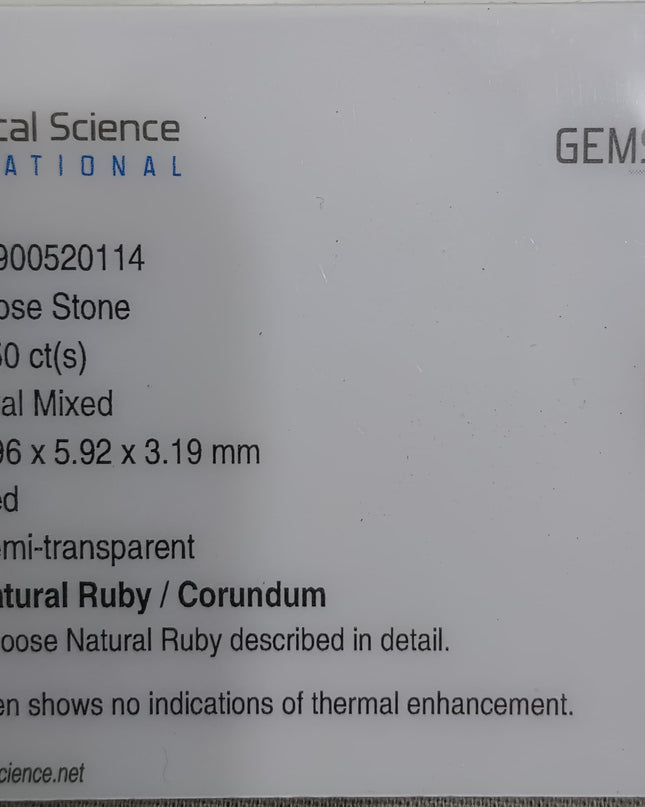 GSI Certified 1.50ct Mozambique Ruby, Natural Untreated Gemstone
