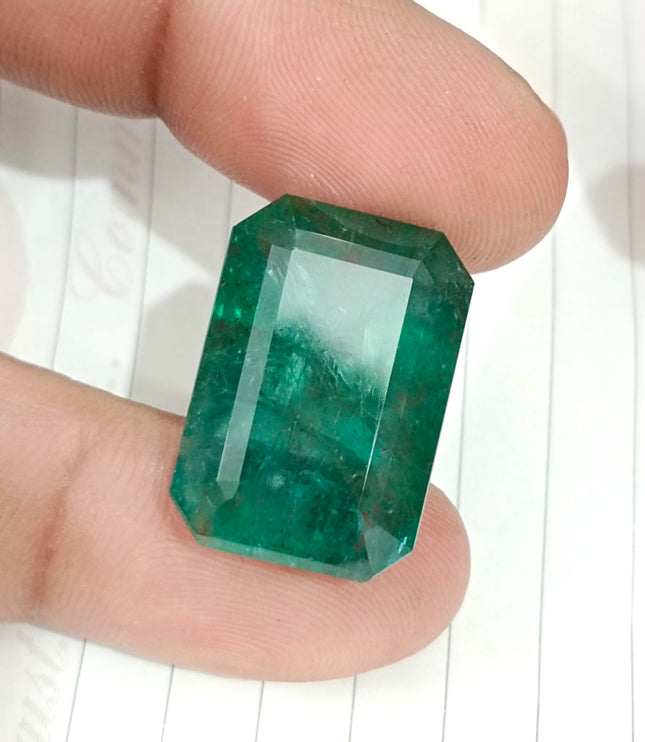 36.95ct Natural Emerald Deep Green Zambian Large Octagon Cut Loose Gemstone
