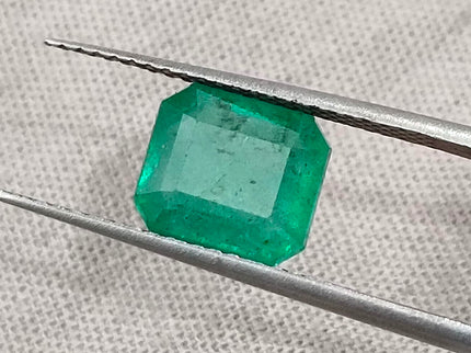 2.11ct Zambian Emerald, Medium Light Green Octagon Cut Loose Gemstone