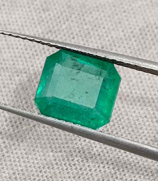 2.11ct Zambian Emerald, Medium Light Green Octagon Cut Loose Gemstone