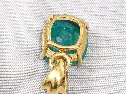 6.86ct Natural Emerald Pendant Set With 0.26ct Diamonds(CVD) 925 Silver Gold Plated.