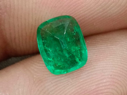 Panjshir Emerald 2.07ct Vivid Medium Deep Green Certified Natural Cushion Cut Loose Gemstone